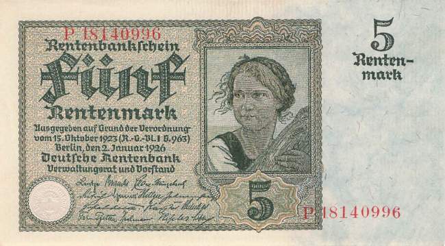 5 Rentenmark 1926 Ro.164b P